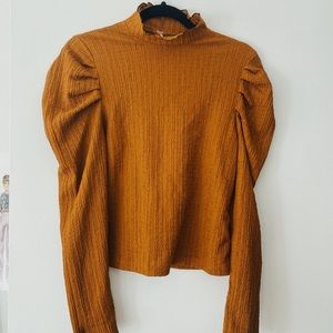 Free People Cowl Sleeve Mock-neck Blouse